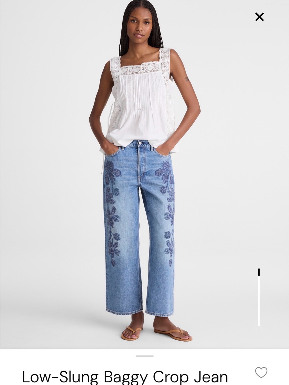 Madewell Light Blue Cropped Embroidered Jeans - worn once!